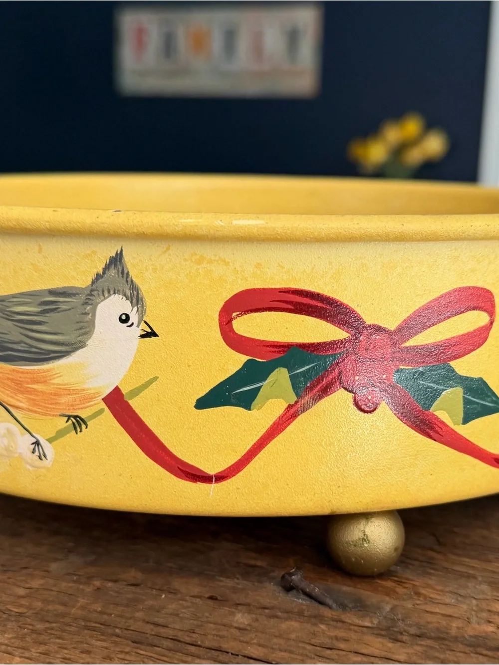Lenox Winter Greetings Holiday Bird Round Casserole Holder 9 1/2” & Red Bowl